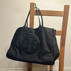Tory Burch Ella Large Black Tote Bag